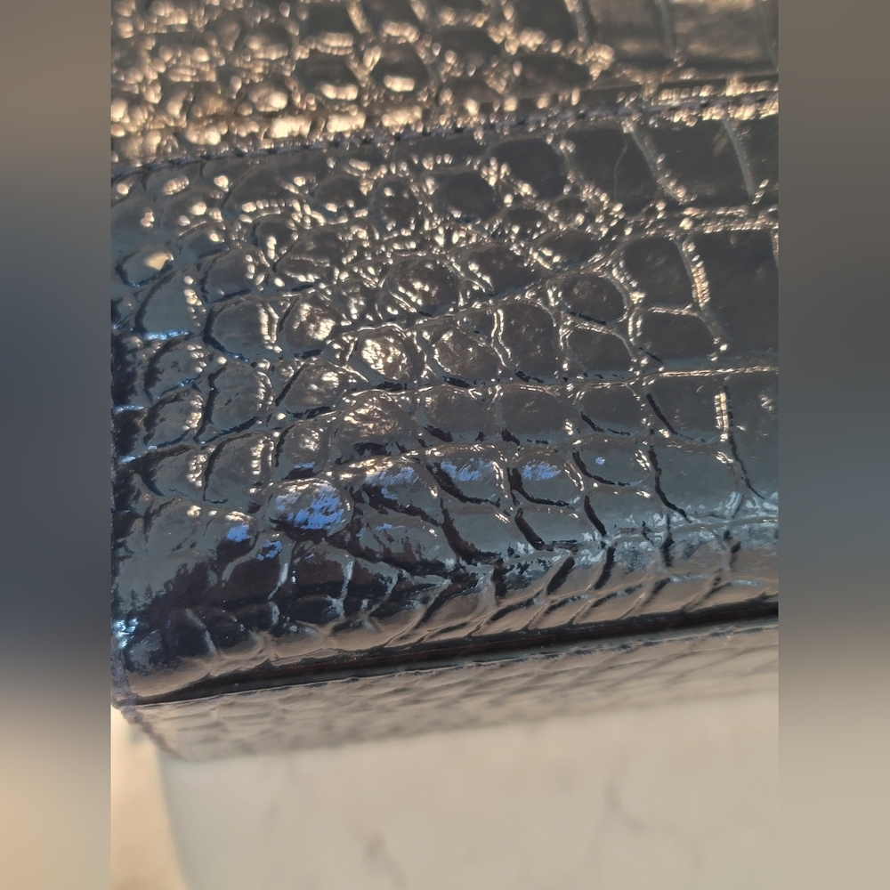 Kate Spade Felix Riverside Street Croc-Embossed Leather Handbag Navy Blue - Picture 16 of 16